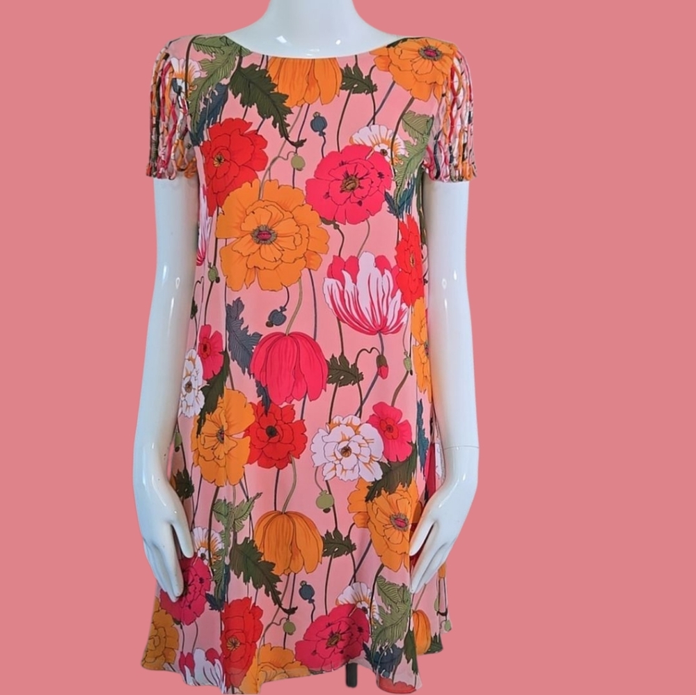 Trina Turk Pink and Orange Mini Sundress